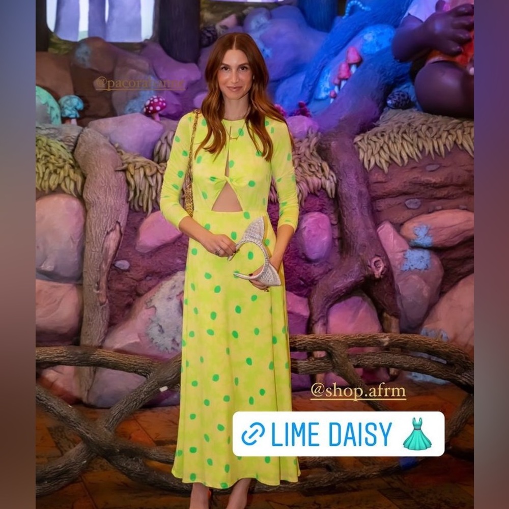 AFRM Jodi Midi Dress in Lime Daisy